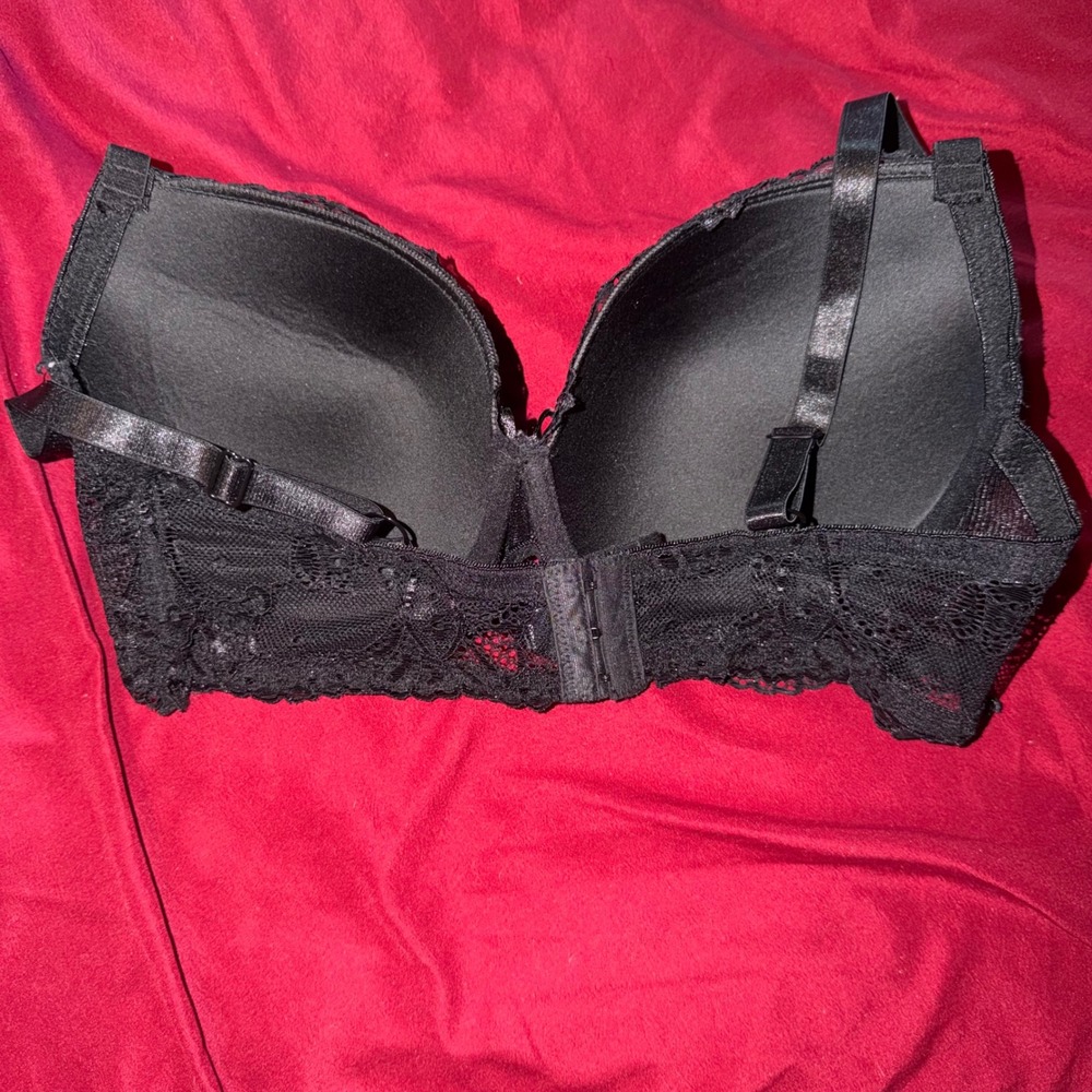 Lace Push Up Bra Womens 36DD Black Floral Underwire Romantic Classic - Picture 3 of 4